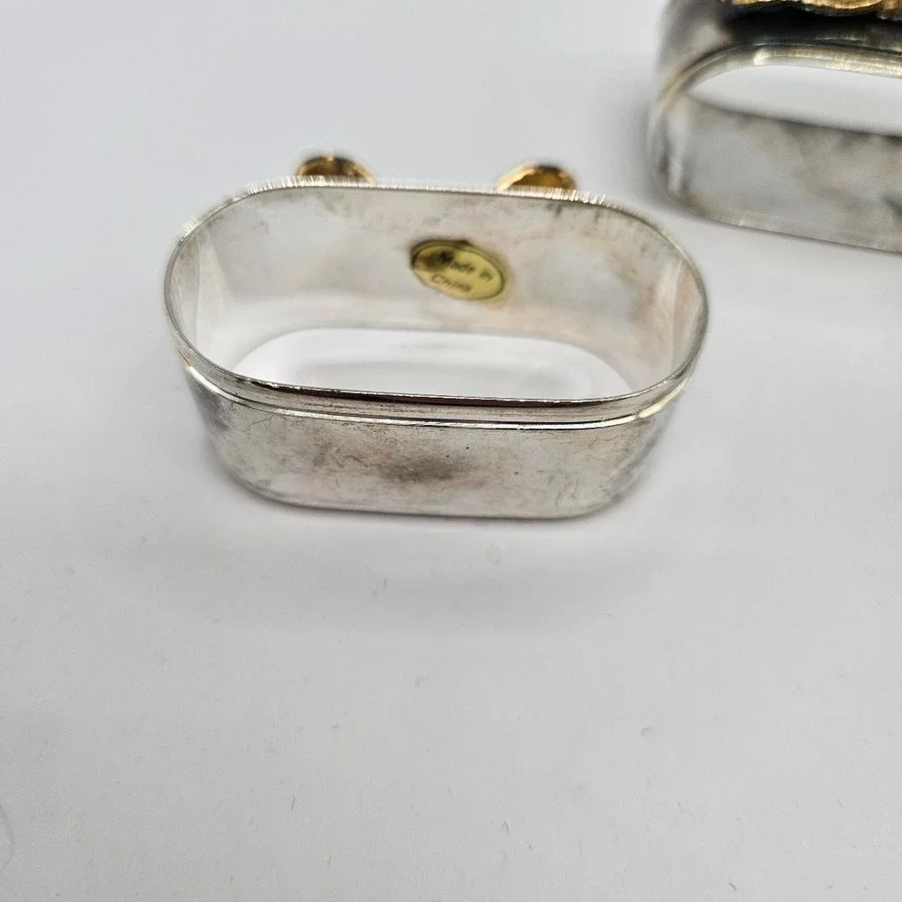 Set of 3 vintage silver bow tie napkin rings home, see photos for condition.